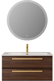 Cezares Тумба с раковиной Eco Cer-N 100 орех шоколад софт CZR-8073-100 ручки сатиновое золото – фотография-2