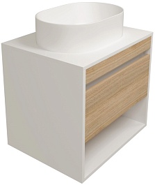 Teymi Тумба под раковину Ritta 55 подвесная белый/дуб – фотография-3
