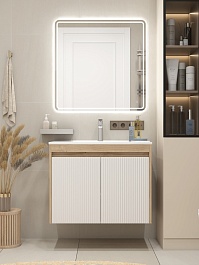 Teymi Тумба с раковиной Netta 80 Волна подвесная дуб/белый – фотография-11