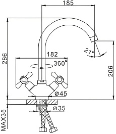 Frap Смеситель для кухни H25 F4025 хром – фотография-4