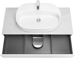 Акватон Тумба с раковиной Марбл 100 Одри Round подвесная слэйт/белая матовая – фотография-5