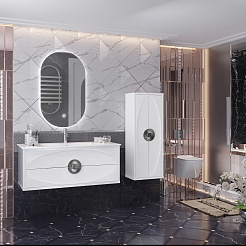 Opadiris Мебель для ванной Ибица 120 с овальным зеркалом подвесная белая/хром – фотография-3