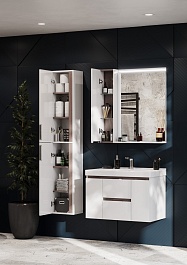 Акватон Тумба с раковиной Рене 80 белая/грецкий орех – фотография-15