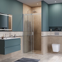 BelBagno Душевая дверь в нишу Soft Close-2 SOFT_CLOSE-2-BF-1-100-C-Cr 100x200 профиль хром стекло прозрачное – фотография-4