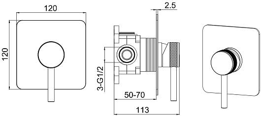 Allen Brau Смеситель для душа Priority X1 5.31012-31 (с внутренней частью, 1 выход) черный матовый – картинка-7