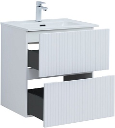 Aquanet Тумба с раковиной Джейн 2.0 60 Flat подвесная белый сатин – фотография-5