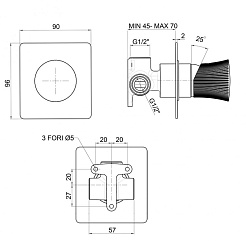 Paini Смеситель для душа Domus 18CR690PZ встраиваемый, хром/брашированный чёрный – фотография-3