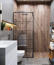 Ceruttispa Душевое ограждение Muza T80 профиль черный стекло прозрачное с рисунком – фотография-4