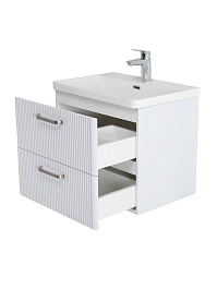 BelBagno Тумба с раковиной Due 60 подвесная Белый металлик ручки Матовый атласный никель – фотография-2