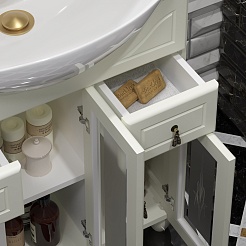 Opadiris Тумба с раковиной Тибет 75 слоновая кость, с художественным стеклом – фотография-7