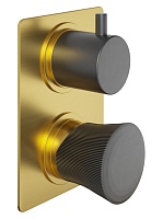 Paini Смеситель для ванны и душа Domus 18PJ691PZ встраиваемый, брашированное золото/чёрный