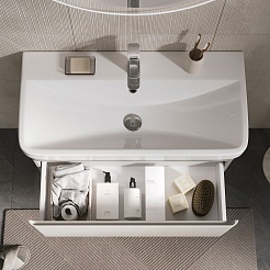 Equil Тумба под раковину Elegante 80 1 ящик подвесная амарок/белая – фотография-9