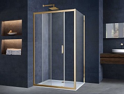 Vincea Душевой уголок Alpha 120x80 VSR-3AL8012CLG профиль брашированное золото стекло прозрачное – фотография-2