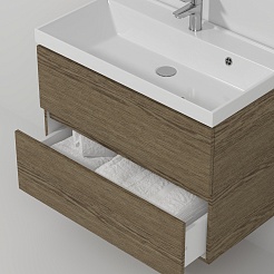 Водолей Мебель для ванной Best 80 подвесная дуб крымский коричневый – фотография-3
