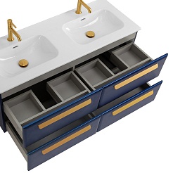 Cezares Тумба с раковиной Eco Cer-N 120 с 4 ящиками sapfiro CZR-8073-120-2 ручки сатиновое золото – фотография-3