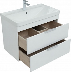 Aquanet Мебель для ванной Ирис New 80 2 ящика подвесная белая глянцевая – фотография-7