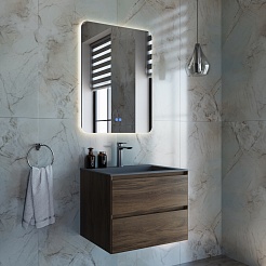 Vincea Тумба с серой кварцевой раковиной Luka 60 подвесная дуб чарльстон – фотография-9