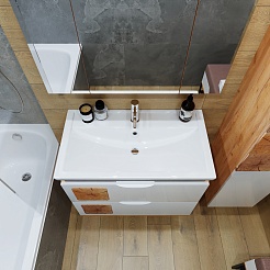 Бриклаер Мебель для ванной Форест 80 подвесная белый/дуб золотой – фотография-6