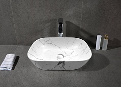 Ceruttispa Раковина накладная 50 CR8217MMW мрамор белый матовый – фотография-2