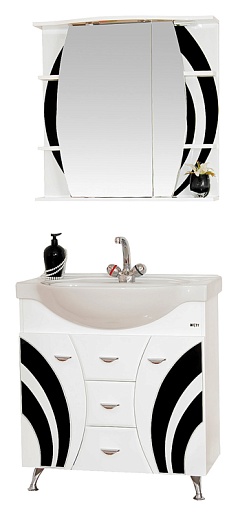 Misty Зеркальный шкаф Каролина 70 R черное стекло – фотография-2