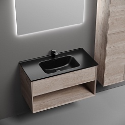 Sancos Тумба с раковиной Marmi 1.0 90 дуб галифакс натуральный раковина Element 91 CN7002MB – фотография-2