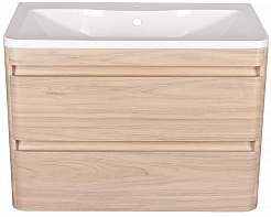 Style Line Тумба с раковиной подвесная Атлантика 100, Люкс ясень перламутр, PLUS – фотография-1