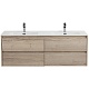BelBagno Тумба под раковину Kraft 120 подвесная 4 ящика Rovere Galifax Bianco двойная раковина – фотография-15