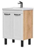 Equil Тумба с раковиной Lago 60 2 ящика напольная белая/дерево