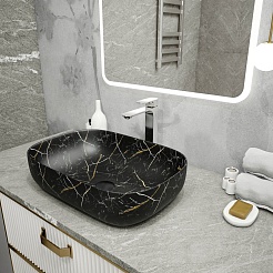 Teymi Раковина накладная Solli 60 Artceramic T50399 черный мрамор – фотография-7