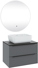 Runo Мебель для ванной Орлеан 70 Cuatro подвесная серая/черная – фотография-1