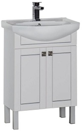 Aquanet Тумба с раковиной "Честер 60" белый/серебро – фотография-1