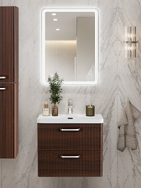 BelBagno Тумба с раковиной Due 60 подвесная Noce ручки Хром полированный – фотография-3