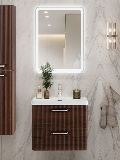 BelBagno Тумба с раковиной Due 60 подвесная Noce ручки Хром полированный – картинка-3