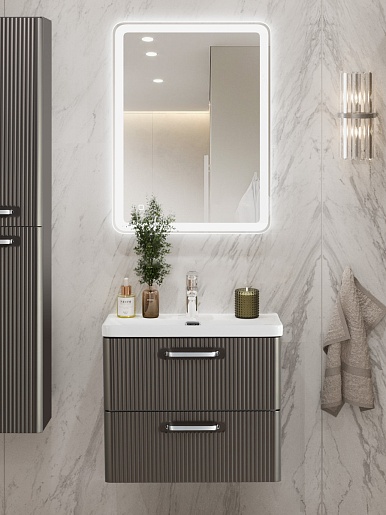 BelBagno Тумба с раковиной Due 50 подвесная Оружейная сталь ручки Хром полированный – картинка-13