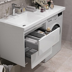 Opadiris Мебель для ванной Фреш 120 L под стиральную машину подвесная белая – фотография-6