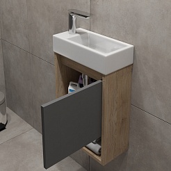 Teymi Тумба под раковину Nura 37 подвесная дуб/графит – фотография-8