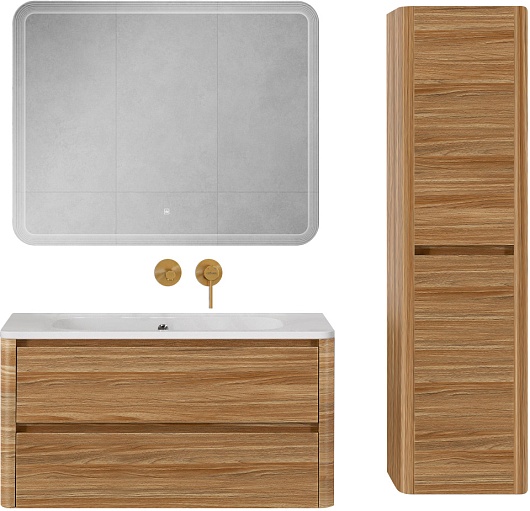 Cezares Тумба с раковиной без отверстия под смеситель Relax 100 подвесная дуб карамельный – фотография-16