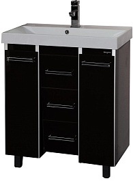 Misty Тумба для умывальника Джулия QVATRO 105 конус, 3 ящика, черная – фотография-1