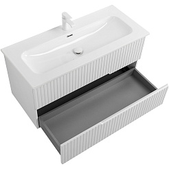 Cezares Тумба под раковину Duet-N 100 подвесная ясень белый софт – фотография-3