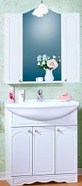 Бриклаер Мебель для ванной Лючия 80 белая, 2 шкафчика – фотография-1