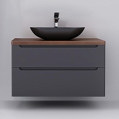 Jorno Тумба с раковиной Wood 100 серая столешница тёмная – фотография-2