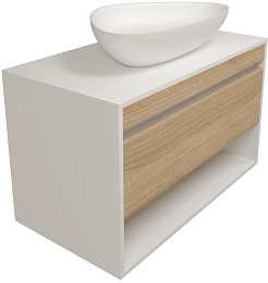 Teymi Тумба с раковиной Ritta 85 Ellie 60 подвесная белый/дуб – фотография-1