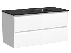 Sancos Тумба с раковиной Libra 100 белый глянец раковина Element 101 CN7003MB – фотография-1