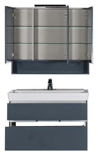 Aquanet Мебель для ванной "Виго 100" сине-серая – фотография-4