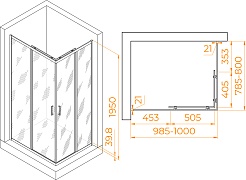 RGW Душевой уголок Passage PA-040B 100x80 профиль черный стекло матовое сатинат – фотография-3