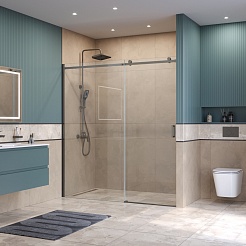 BelBagno Душевая дверь в нишу Soft Close-2 SOFT_CLOSE-2-BF-1-180-C-GM 180x200 профиль оружейная сталь стекло прозрачное – фотография-3