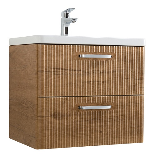 BelBagno Тумба с раковиной Due 60 подвесная Rovere Nature ручки Хром полированный – фото-1