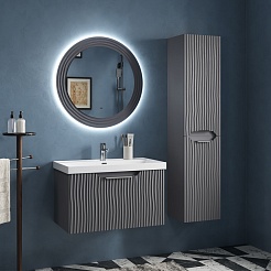 Equil Тумба под раковину Mirage 80 1 ящик подвесная графит софт – фотография-8