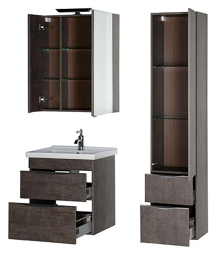 Aquanet Зеркальный шкаф "Эвора 70" дуб антик – картинка-7