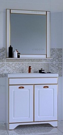 СанТа Мебель для ванной Мадрид 80 белая патина, золото – фотография-1